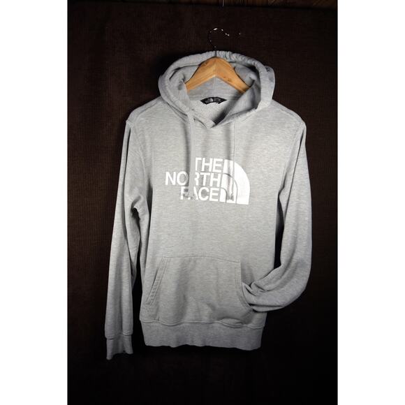 The North Face Grey Hoodie Sweatshirt Adult S Cotton Blend Fleece Pouch Pockets - Picture 1 of 9